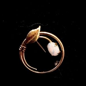 Vintage elements opal leaf pin brooch